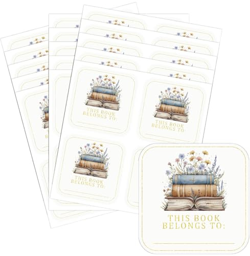CRASPIRE 60 Pieza Este Libro Pertenece A Pegatinas Placas Libro Etiquetas 2 x 2 Pulgadas Diseño Floral Sello Libro Etiquetas Personalizadas Pegatinas Nombre Libro Amantes Lectura Álbum Fotos DIY