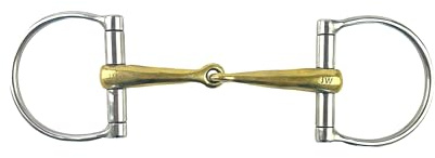 ES0212 JW Kupfer D-Ringtrense Einfach Gebrochen Edelstahl 16mm, 12.5 cm | Equine Smile D-Ring D-Trense Gebiss Pferd Pony Maulschonend Reitsport Snaffle Western Ausbildungsgebiss Trense Ringgebiss