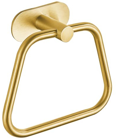 DIYZON Anneau Porte-Serviette Autocollant, Accessoires de Matériel de Salle de Bain, Support de Serviette en Acier Inoxydable 304 pour Salle de Bain et Cuisine, Porte-Serviettes Trapézoïdal (Or)