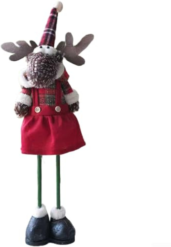 Figura di renna seduta in stile rurale americano con accogliente trama lavorata a maglia, decorazione natalizia per la casa rustica (B)