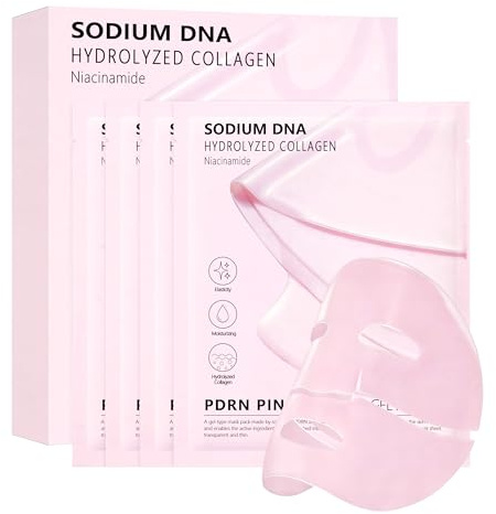 Bukamkom | 4-Pack PDRN Pink Collagen Gel Face Masks | Soothing & Moisturizing Jelly Face Mask | Facial Mask