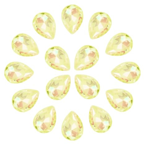 QUARKZMAN 30 PCS 10 x 14mm Cristalli A Goccia con Retro A Punta Cristalli in Vetro per Artigianato DIY Gioielli Abiti Scarpe Decorazioni Artistiche, Fluorescenza Dorata