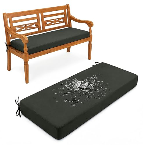 Aocase 5cm Dick Sitzbank Kissen 180x50cm Bankauflage Bankkissen Sitzkissen Bank mit Rutschfester Unterseite, Indoor Outdoor Abnehmbarem Sitzauflage Gartenbankauflage Sitzpolster, Dark Gray