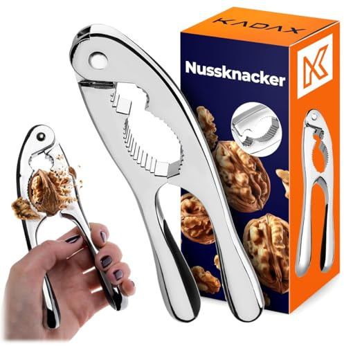 KADAX Cascanueces de acero niquelado, abridor de nueces manual para romper fácilmente nueces, avellanas, almendras y más, cascanueces (plata)