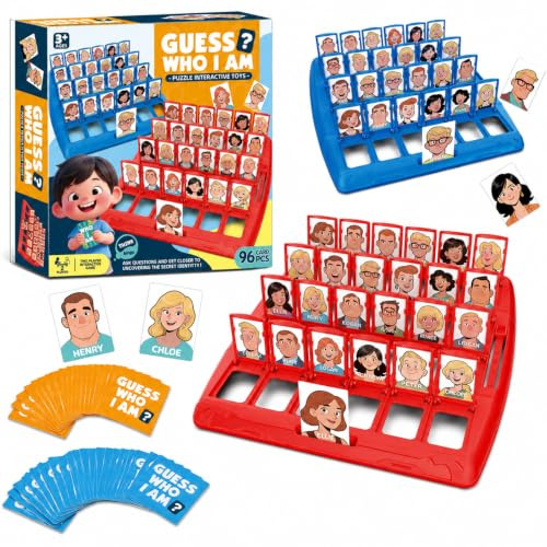 ZexJpr Wer Ist Es Spiel, Brettspiele für 2 Personen, Wer Bin Ich Spiel mit Farbiger Verpackung, Unterhaltsames Familienspiel für Abende und Partys, Guess Who Style Gesellschaftsspiel