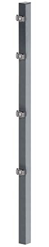 Alberts 677367 Zaunpfosten mit Klemmlasche | feuerverzinkt, anthrazit kunststoffbeschichtet (RAL 7016) | Länge 2000 mm | 60 x 40 mm