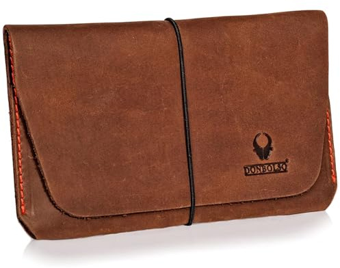 DONBOLSO Reiseorganizer Dresden Leder Extra Groß, Jagdscheinetui, EU Heimtierausweis Impfpass Hülle, DIN A6 Etui für Waffenschein Mappe Braun