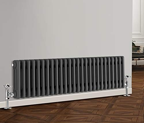 NRG 300x1190mm Traditional Anthracite Cast Iron Radiator Triple Panel | Column Radiator, Central Heating, High Heat Output, Wall Mounted, Mild Steel, for Living Room, Kitchen, Bathroom