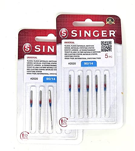 Singer 804R 2020 90/14 - Paquete de agujas para máquina de coser 130/705 H, adecuado para tejidos de algodón