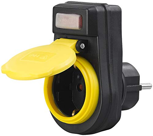revolt Gartensteckdosen: Outdoor-Steckdosenadapter mit EIN/Aus-Schalter, bis 3.680 Watt, IP44 (Schaltbare Steckdose Außenbereich, Werkstatt-Steckdosen, Adapter)