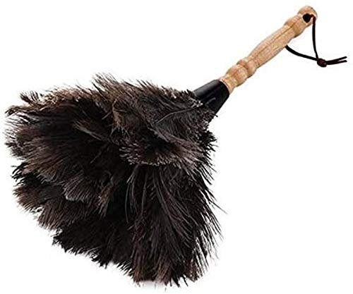 Sitrda Quality Genuine Ostrich Feather Brush Duster Dust Particles Cleaning Tool Wooden Handle, Thick Soft Feathers