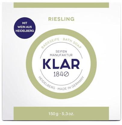 Klar Seifen Rieslingseife 150 g Badeseife Cosmos zertifiziert | Palmölfreie Badeseife mit spritzig-frischem Duft, antioxidativ und pflegend, ideal für normale Haut und Weinliebhaber.