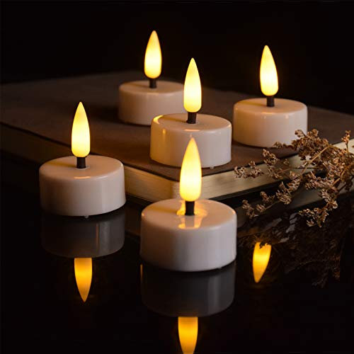 PChero LED Timer Teelichter, 12 Stk. Batterie Inklusive Teelicht Kerzen mit Realistischen 3D-Dochten Flackernde Teelichter für Party Hause Zimmer Dekoration