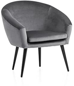 Traumnacht Relaxsessel, Cocktailsessel Theo, bequemer Polstersessel mit Armlehnen, produziert nach deutschem Qualitätsstandard, grau (Samt), 65 x 74 x 81 cm