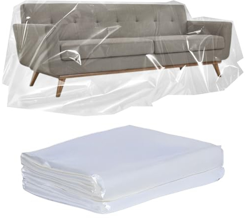 TUAKIMCE 2 Pack Plastic Sofa Cover, Sofa Storage Bag, Waterproof Sofas Protection Cover, 300cm x 200cm