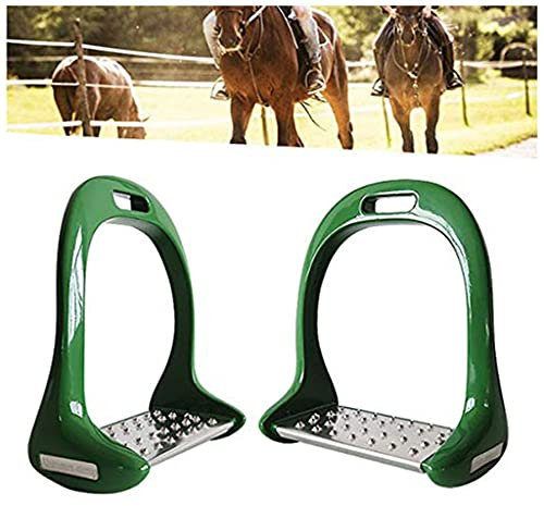 QMZDXH 2Pcs Steigbügel, Langlebige Reitbügel, für Sattel Sicherheits Steigbügel mit Rutschfester rostfreies Edelstahl für den Pferdesport Green