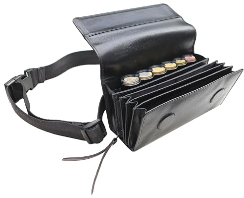 CLAIRE-FONCET Riñonera, Cartera Caja para Camarero en Cuero genuino de Búfalo, Con dispensador de 6 monedas, Cierre de Imán, ideal para Camarero, Camarera, Bar, Cervecerias, Pubs, Restaurantes, Ferias