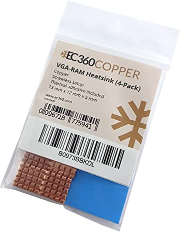 EC360® Copper Paquet de 4 dissipateurs VGA en cuivre (12 x 13 x 5 mm)