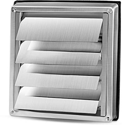 Rejilla de protección contra la intemperie de acero inoxidable, rejilla de ventilación, 100mm, 125mm, 150mm, laminillas móviles