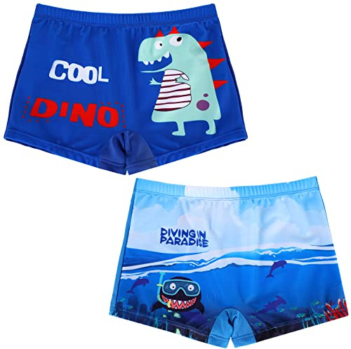 Geyoga 2 pezzi Costume da bagno per piscina per bambini, Costume da bagno per ragazzo da 4 anni a 7 anni, Costume da bagno per nuoto con dinosauri e squali Ragazzo (4-7 anni)