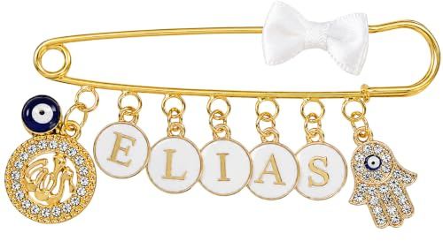 Baby Stecknadel mit Namen Anstecknadel Brosche personalisierte Baby Geschenk Mädchen Junge Glücksbringer Kinderwagen PIN