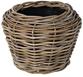 Rattan Kobo Indoor Outdoor Planter Basket with Plastic Pot X Small 1 Gallon Soil Capacity