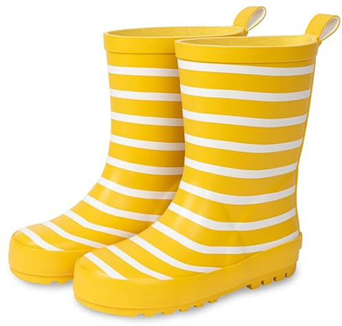 Lakeland Active Children's Pooley Striped Wellington Boots Stylish Waterproof Stripy Natural Rubber Wellies for Boys & Girls