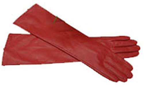 Damen-Handschuhe aus Schaffell, Leder, lange Handschuhe, Rot 8 1/2