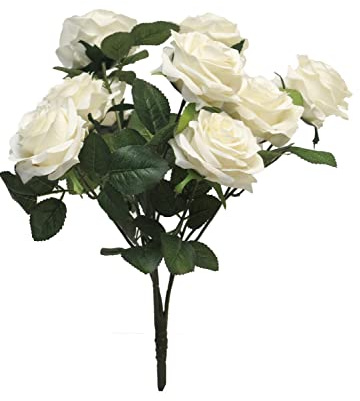 artplants.de Rosal Artificial Kailin en Varilla de Ajuste, Crema, 40 cm - Rosas Textiles