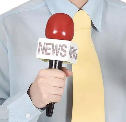 MIMIKRY Microphone Reporter Rouge avec inscription News Accessoire de costume