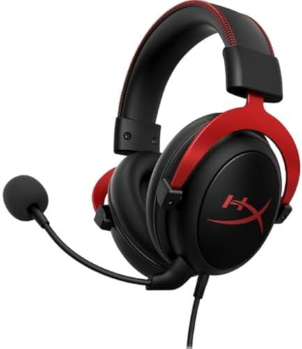 HyperX Cloud II - Gaming Headset, 7.1 Surround Sound, Memory Foam Ear Pads, Durable Aluminum Frame, Detachable Microphone, Works with PC, PS5, PS4, Xbox Series X|S, Xbox One – Red
