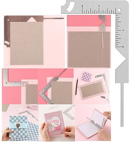 OTCRAFT 5-in-1 Book Cover Guide to Create Sturdy Chipboard Covers,Bookbinding Ruler,Stainless Steel Metal Bookbinding Cover Tool,Scrapbooking Tools Arts Crafts,Scrapbook Cover Maker