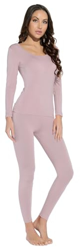 Mcilia Damen Ultradünnes Modal-Thermounterwäsche Set mit Rundhals
