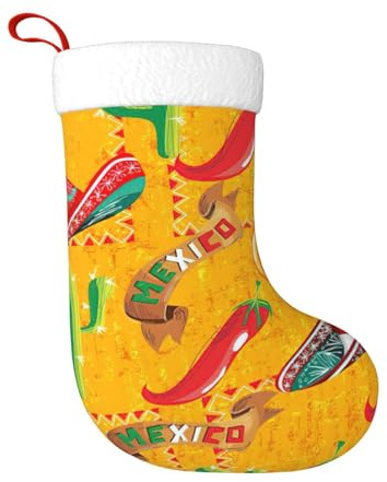 WURTON Chaussette de Noël à suspendre avec chapeau de cactus et piment pour décoration de fête en famille