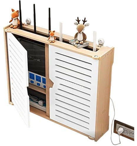 PPGE HOME Porta Modem da Parete, Scatola Porta Router WiFi da Parete Bianca, Organizer da Parete per Nascondere Il Router e Mettere in Ordine i Suoi Cavi