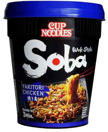 NISSIN Soba Cup - Saveur Yakitori Chicken - 1 carton de 8 cups de 89g