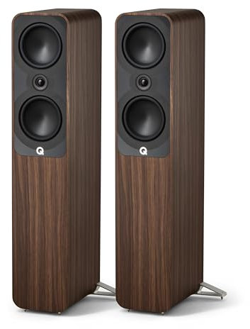 Q ACOUSTICS 5050 Floorstanding Speakers Santos Rosewood – 2 x 6 Mid/Bass Drivers, 1 Tweeter - TV Speakers for Surround Sound System - Vinyl Record Player Speakers Hifi, Gaming PC Speakers