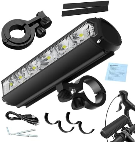 Dtaigou Luces de Bicicleta para Montar de Noche, Faros de Bicicleta - Luz Delantera LED para Bicicleta con batería de 4000 mAh,Potente Faro Delantero de Alto lúmenes para niños, Hombres, montaña y