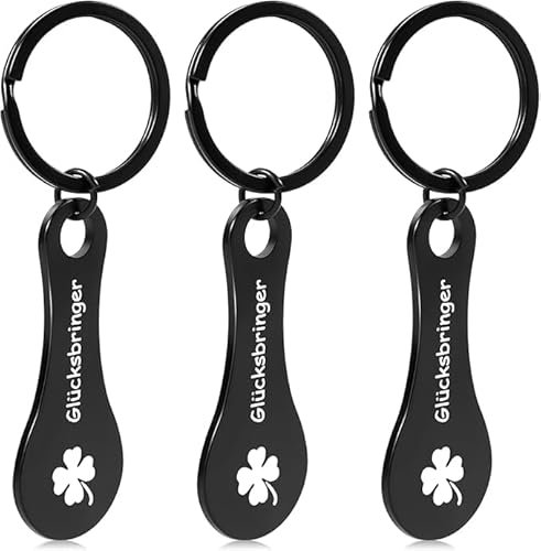 VIDSTW 3 Pezzi Gettone Carrello Spesa Portachiavi Rimovibile, Gettoni Carrello Spesa Chip del Carrello per la Spesa Anello Portachiavi, Rilasciatore del Carrello Della Spesa (Nero)