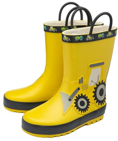 NorthSole Kids Wellies Boys & Girls Childrens Rubber Wellington Boots | With Easy Pull On Handles Fleece Lined