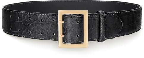 XZQTIVE Frauen breite Taille Gürtel für Kleider Hosen modische Ledergürtel für Frauen mit Goldschnalle 4,8 CM