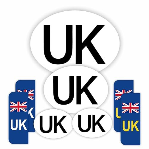 INKati Car Stickers - 8-Pk Various Sizes With UK Number Plate Stickers for Europe