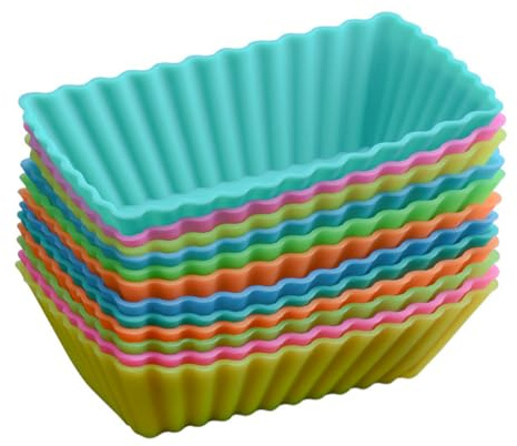 Amosfun Lot De 12 Moules À Cake Individuels En Silicone 8.00X2.50X2.00 cm Pour Muffins Et Pâtisserie Résistants À La Chaleur Réutilisables Pour Four Et Préparation De Desserts