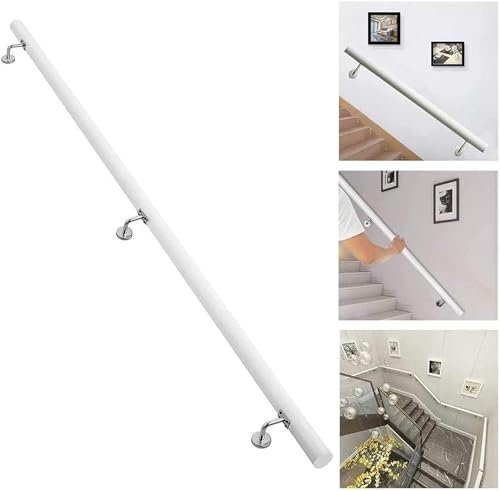 Corrimano in legno per scale, kit completo, 2 metri, per interni, montaggio a parete, barre di sicurezza 200 cm