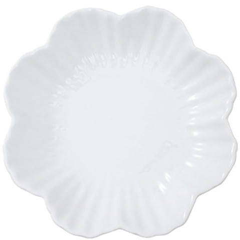 Ciieeo Chrysanthemum Ceramic Plate 8 Inch Floral Dinner Plate Decorative Food for Salads Cakes Snacks Serving