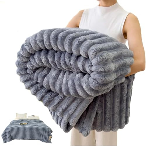Manta de Franela para Cama y Sobrecama Mantas para Cama Cobijas de Invierno Manta Gruesa y Suave Tacto Ultra Suave, Cálida y Mullida Manta Polar para Sofá(Mist Blue,70 * 100cm/27.5 * 39.3in)