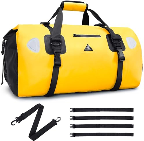 Wasserdichter Rucksack Dry Bag | wasserdichte Reisetasche Rucksack | Roll Top Seesack Wasserdicht für Camping, Motorrad Wasserfeste Tasche, wasserdichte Bootfahren, Kajakfahren, SUP, Yellow, 50L