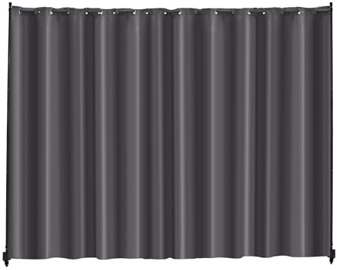 VEVOR Room Divider, Portable Panel Room Divider with Wheels Curtain Stand, Freestanding Privacy Screen for Office, Bedroom, Dining Room, Study, Gray