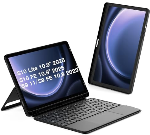 Inateck Keyboard Case for Samsung Galaxy Tab S10 Lite/S10 FE/S9 FE 10.9/S9 11, Magnetic Detachable Bluetooth Keyboard with Touchpad, Portrait/Landscape Mode, Built-in Pencil Holder, N0064 Black