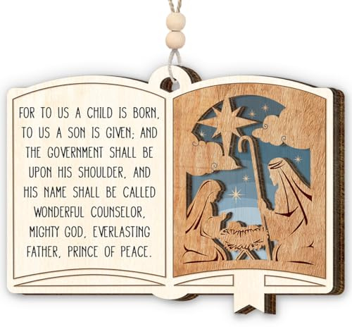 Nativity Christmas Ornament 2025 - Jesus Ornaments for Christmas Tree, Christian Ornaments for Men Women, Nativity Themed Gifts, Catholic Xmas Gifts - Wooden Xmas Ornament for Tree Decor